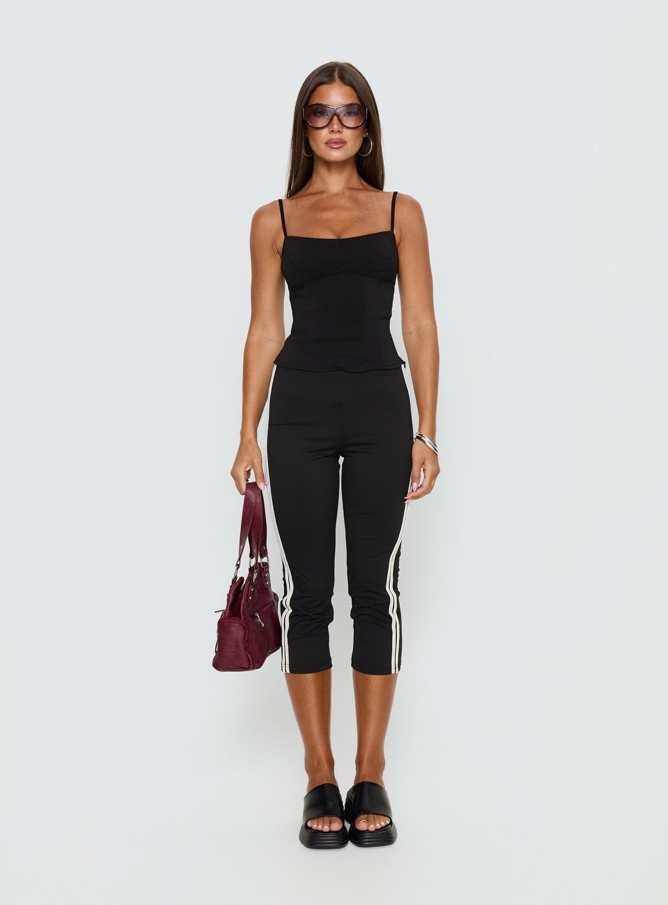 Women's Jobey Capri Pants Black | Capri pants with stripe detail & mid-rise fit 6