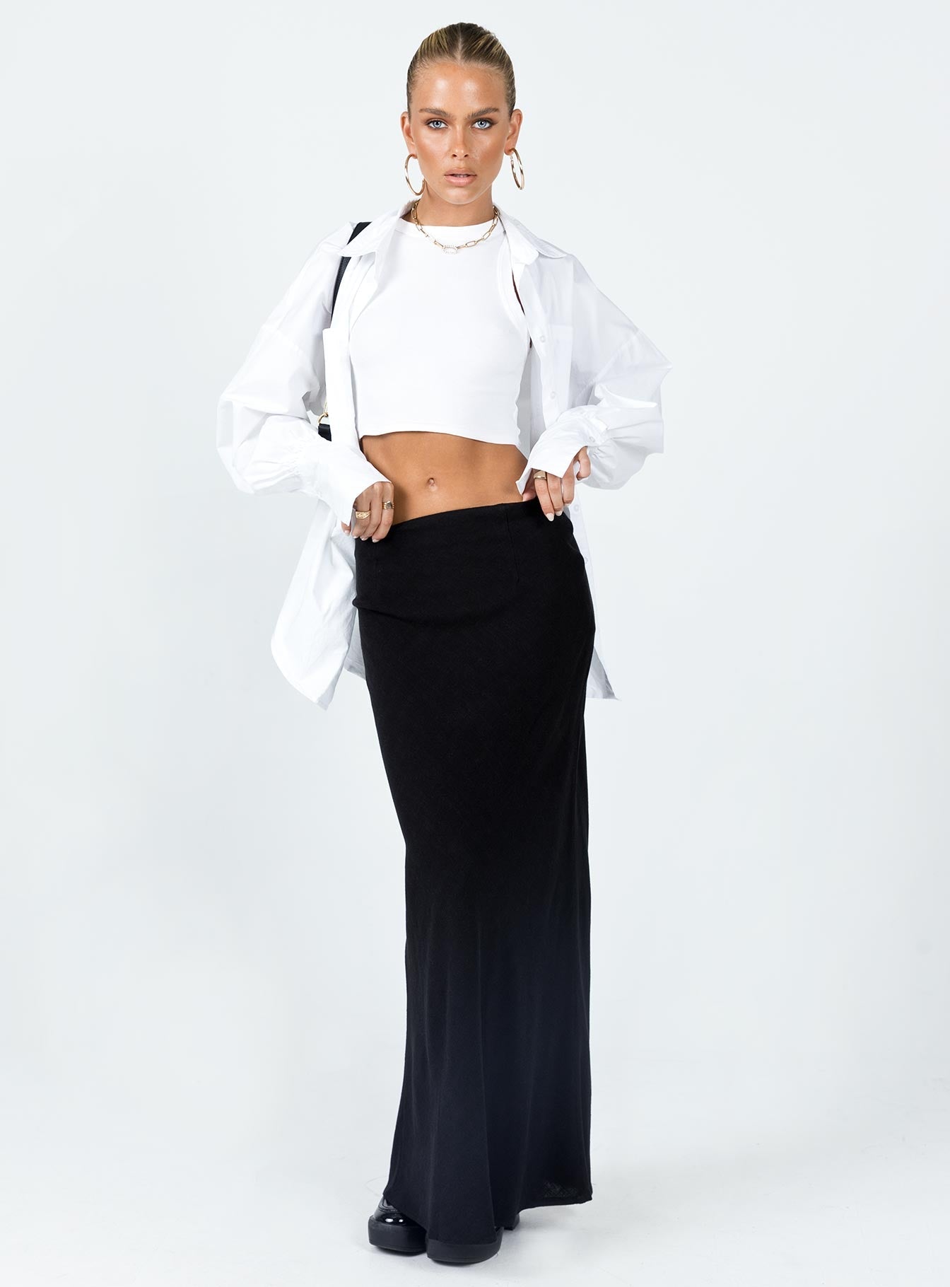 Women's Jodie Maxi Skirt Black | Linen blend maxi skirt 1