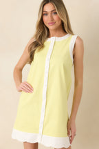 Women's Just Had To Yellow Cotton Contrast Trim Sleeveless Mini Dress | 97% Cotton & 3% Spandex Contrast: 97% Cotton & 3 1