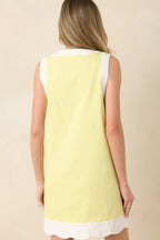 Women's Just Had To Yellow Cotton Contrast Trim Sleeveless Mini Dress | 97% Cotton & 3% Spandex Contrast: 97% Cotton & 3 7