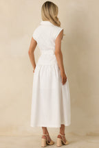 Women's Just Right Moments White Sleeveless Belted Maxi Shirt Dress | 60% Cotton & 40% Polyester 5