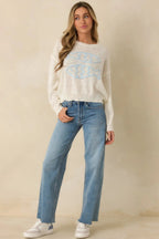 Women's Just Swimmingly Ivory Knit Fish Embroidered Sweater | 100% Acrylic 3