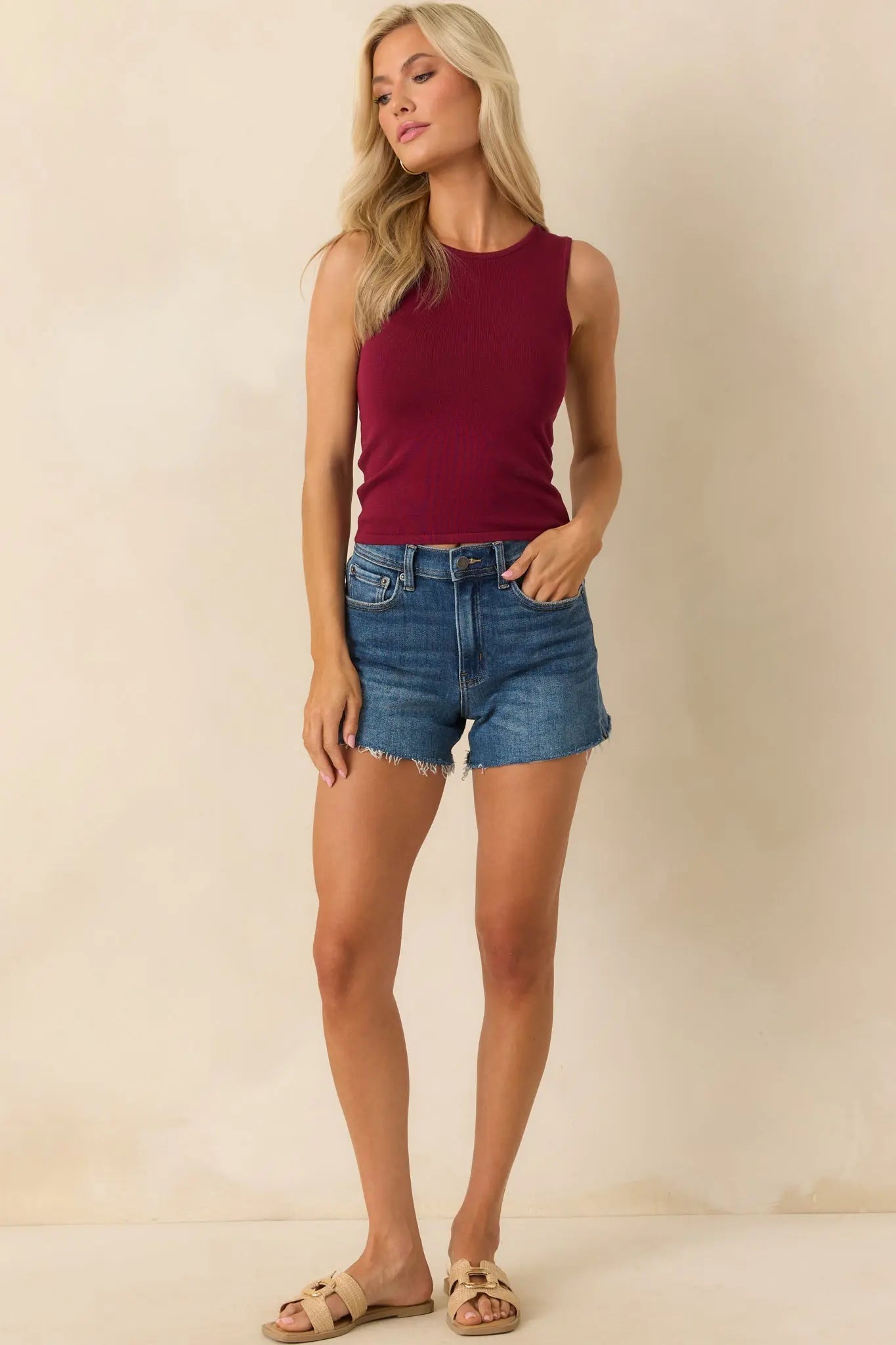 Women's Just The Thing Dark Wash High Waisted Denim Shorts | 93% Cotton 1