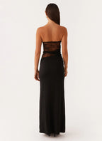 Women's Karma Collection | Black Maxi Dress with Twisted Waistband | Elegant Long Dress for Effortless Style - Women's | 3
