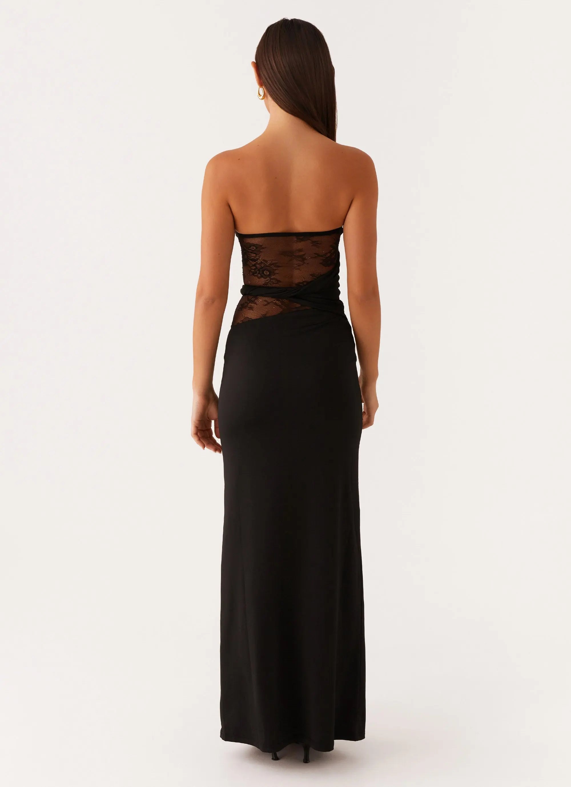 Women's Karma Collection | Black Maxi Dress with Twisted Waistband | Elegant Long Dress for Effortless Style - Women's | 3