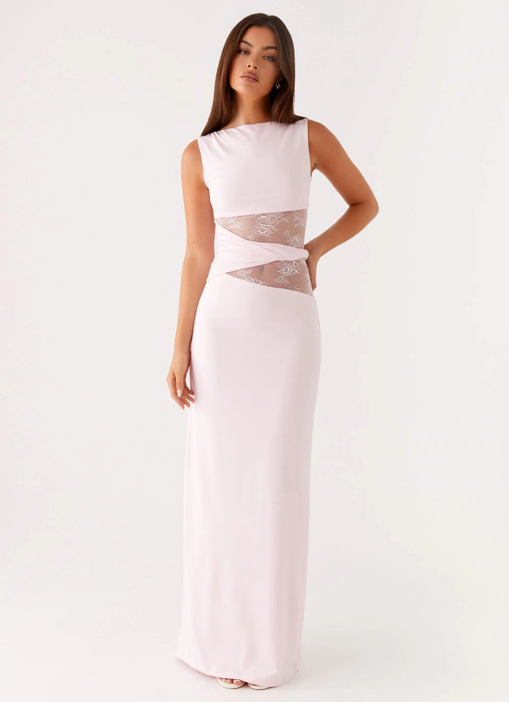 Women's Karma Collection | Maxi Dress for Women with Semi-Sheer Lace Waist | Elegant Long Dress for Glamorous Occasions  0