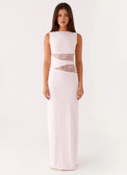 Women's Karma Collection | Maxi Dress for Women with Semi-Sheer Lace Waist | Elegant Long Dress for Glamorous Occasions  1