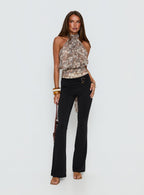 Women's Kataliah Foldover Flare Pants Black | Flared pants with foldover detail 1