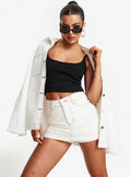 Women's Katlynne Denim Mini Skort White | Denim Skort 0