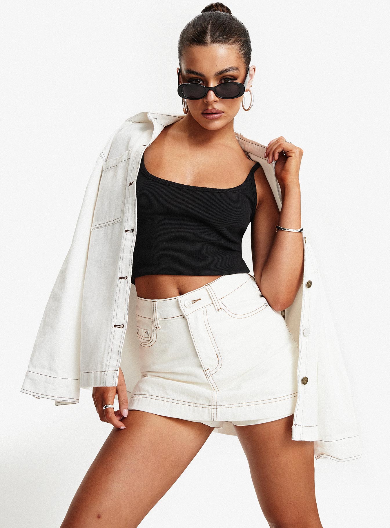 Women's Katlynne Denim Mini Skort White | Denim Skort 0