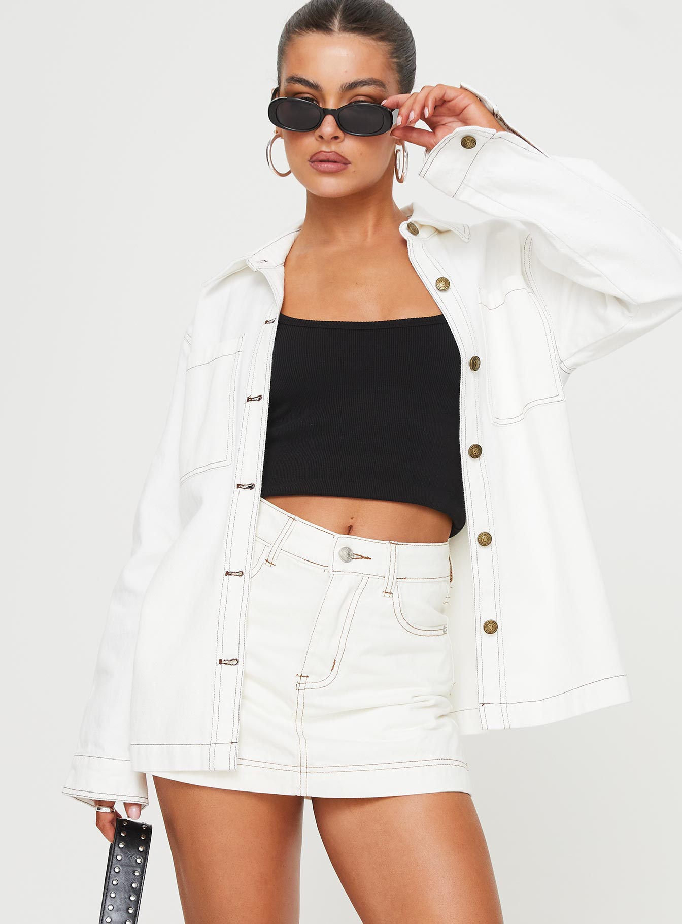 Women's Katlynne Denim Mini Skort White | Denim Skort 1