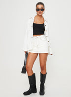 Women's Katlynne Denim Mini Skort White | Denim Skort 2
