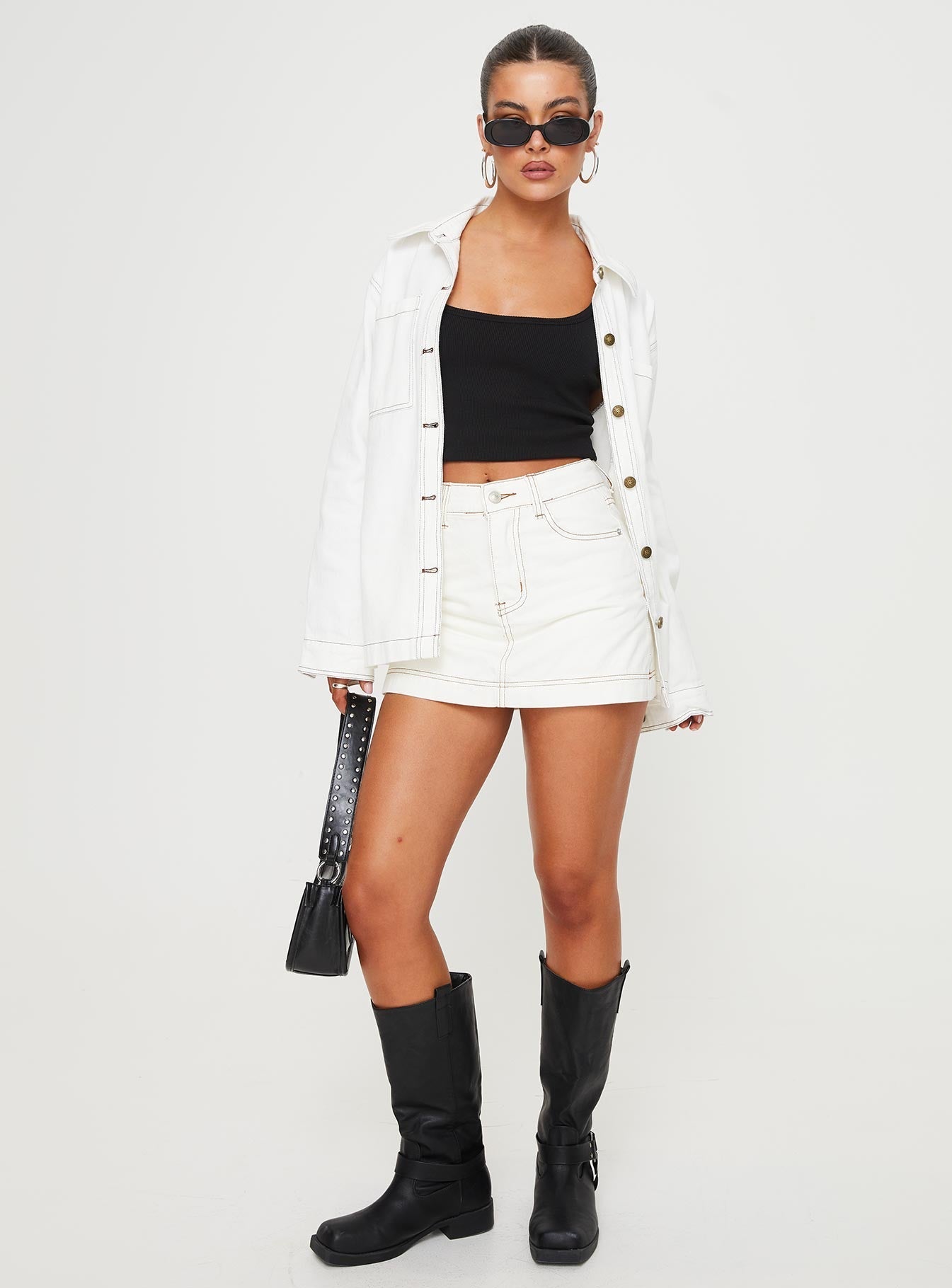 Women's Katlynne Denim Mini Skort White | Denim Skort 2