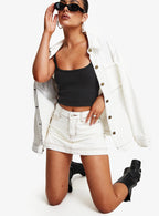 Women's Katlynne Denim Mini Skort White | Denim Skort 5