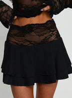 Women's Kecia Lace Waistband Mini Skirt Black | Mini skirt with lace waistband & mid-rise fit 5