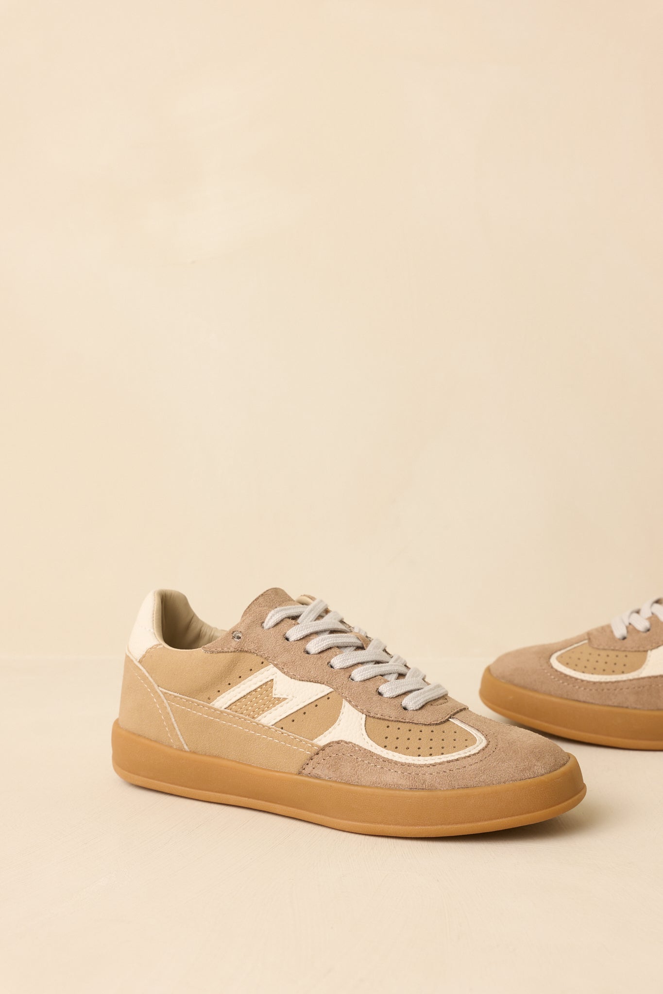 Women's Keep a Steady Pace Tan Faux Leather & Suede Lace Up Sneakers | All Man Made Materials 3