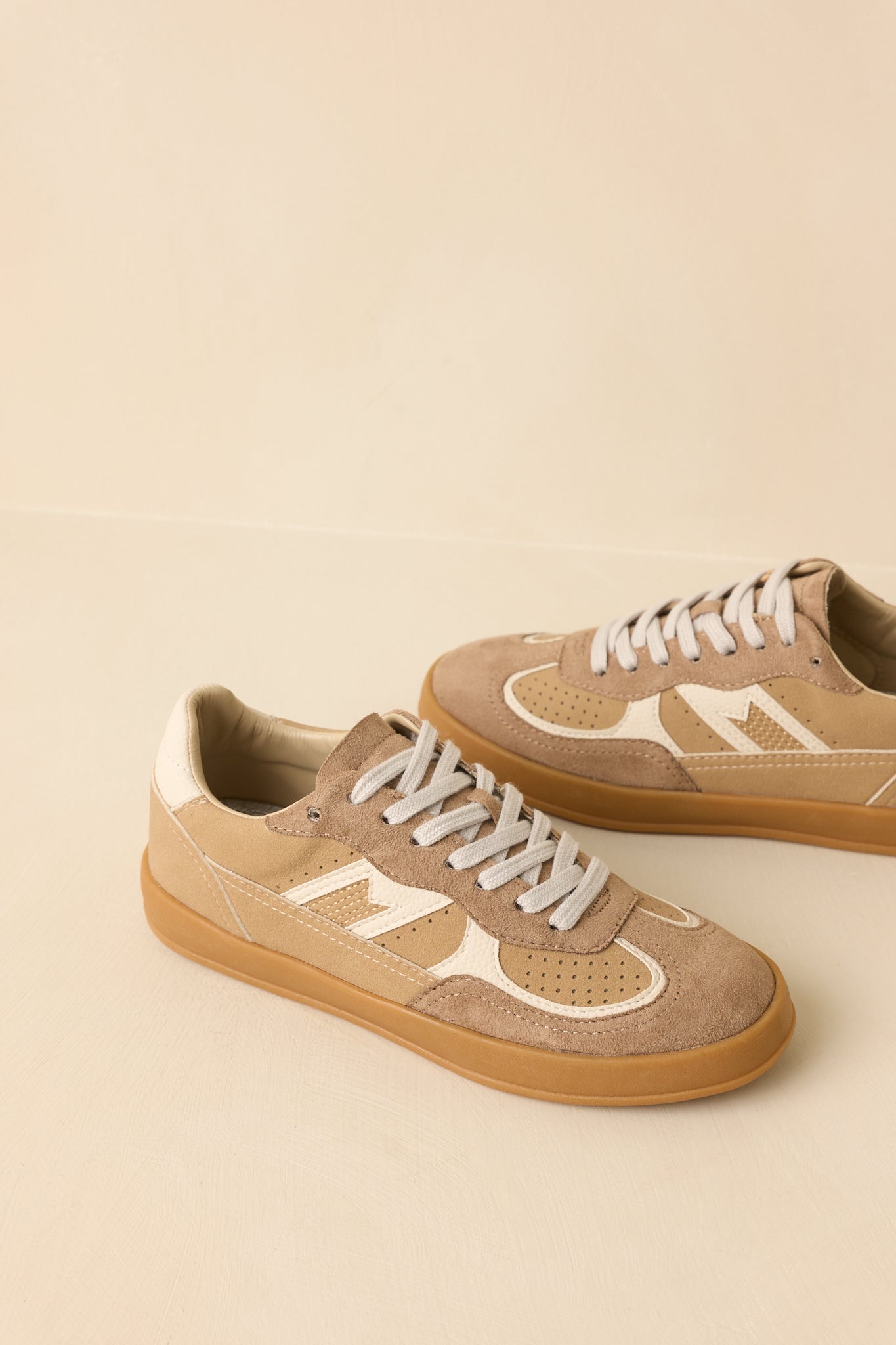 Women's Keep a Steady Pace Tan Faux Leather & Suede Lace Up Sneakers | All Man Made Materials 4