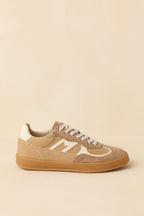 Women's Keep a Steady Pace Tan Faux Leather & Suede Lace Up Sneakers | All Man Made Materials 5