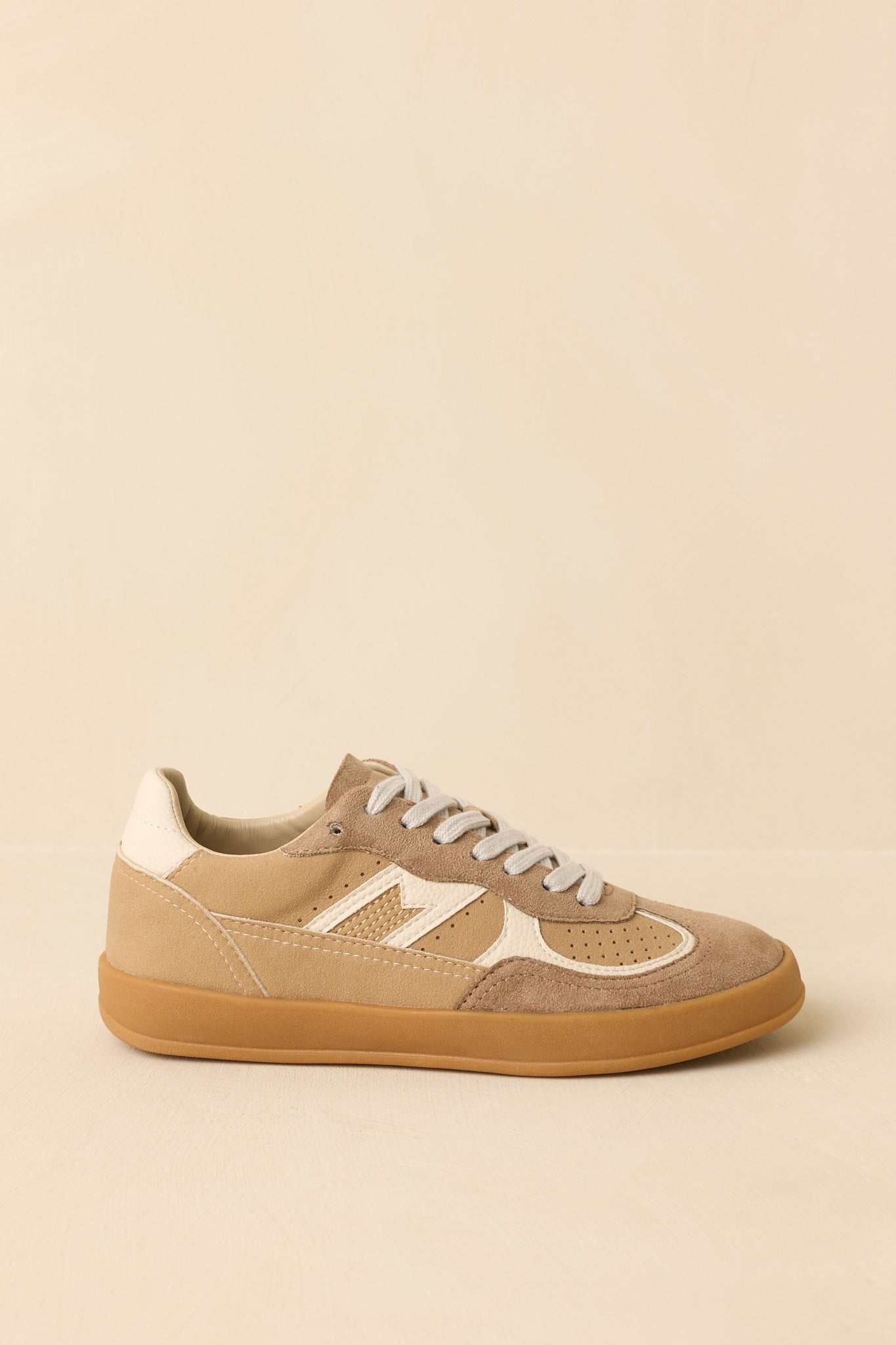 Women's Keep a Steady Pace Tan Faux Leather & Suede Lace Up Sneakers | All Man Made Materials 5