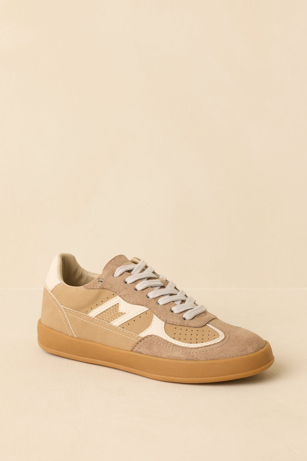 Women's Keep a Steady Pace Tan Faux Leather & Suede Lace Up Sneakers | All Man Made Materials 6
