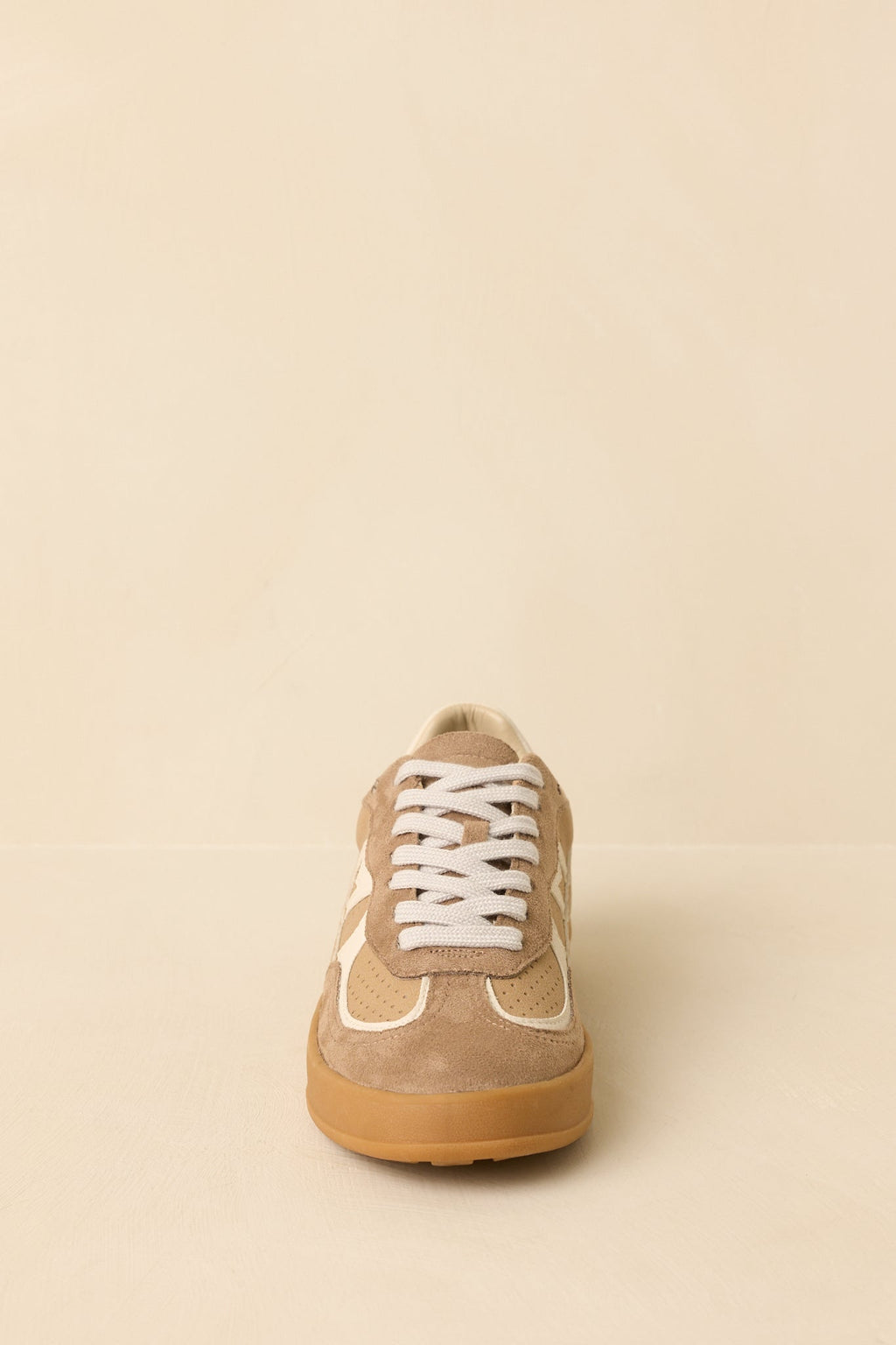 Women's Keep a Steady Pace Tan Faux Leather & Suede Lace Up Sneakers | All Man Made Materials 7