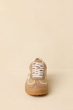 Women's Keep a Steady Pace Tan Faux Leather & Suede Lace Up Sneakers | All Man Made Materials 7