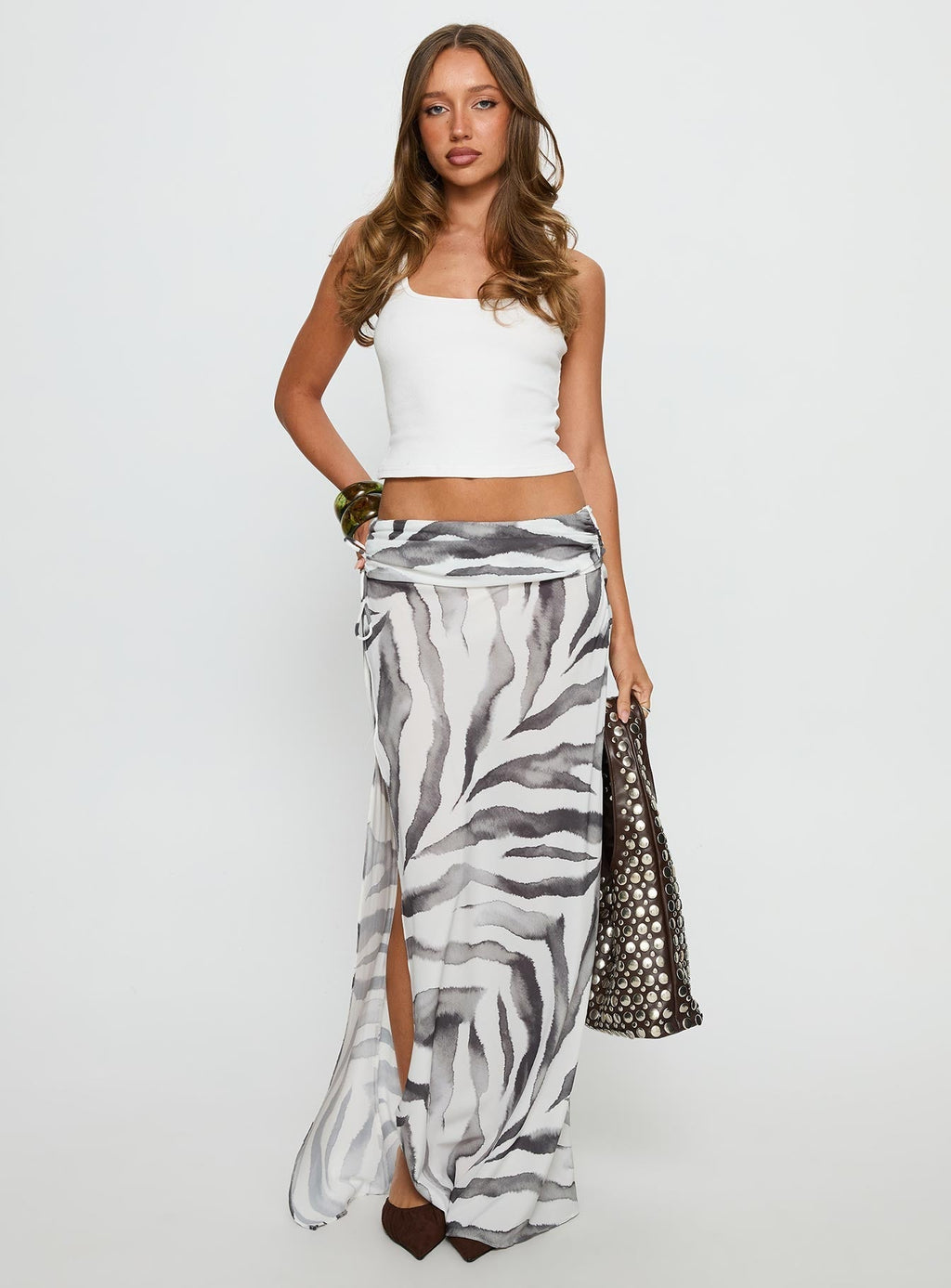 Women's Kiden Split Maxi Skirt Zebra | Maxi skirt in zebra print with split detail 1