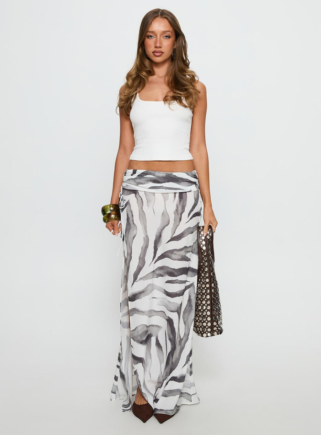 Women's Kiden Split Maxi Skirt Zebra | Maxi skirt in zebra print with split detail 6