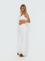 Women's Kissed Chaos Broderie Anglais Tie Waist Pants White | Tie-waist pants in broderie anglaise print 3