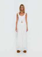 Women's Kissed Chaos Broderie Anglais Tie Waist Pants White | Tie-waist pants in broderie anglaise print 7