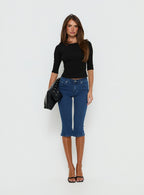 Women's Kissimo Kick Flare Capri Pants Indigo Blue | Denim capri pants with flare detail 2