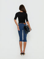 Women's Kissimo Kick Flare Capri Pants Indigo Blue | Denim capri pants with flare detail 4