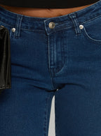 Women's Kissimo Kick Flare Capri Pants Indigo Blue | Denim capri pants with flare detail 5