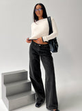 Women's Lando Low Rise Straight Leg Jeans Washed Black | Denim jeans with a low-rise fit & straight-leg cut 0