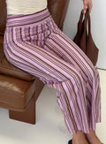 Women's Leocadie Pants Pink Stripe | Straight-leg stripe pants 0