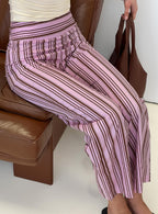 Women's Leocadie Pants Pink Stripe | Straight-leg stripe pants 0