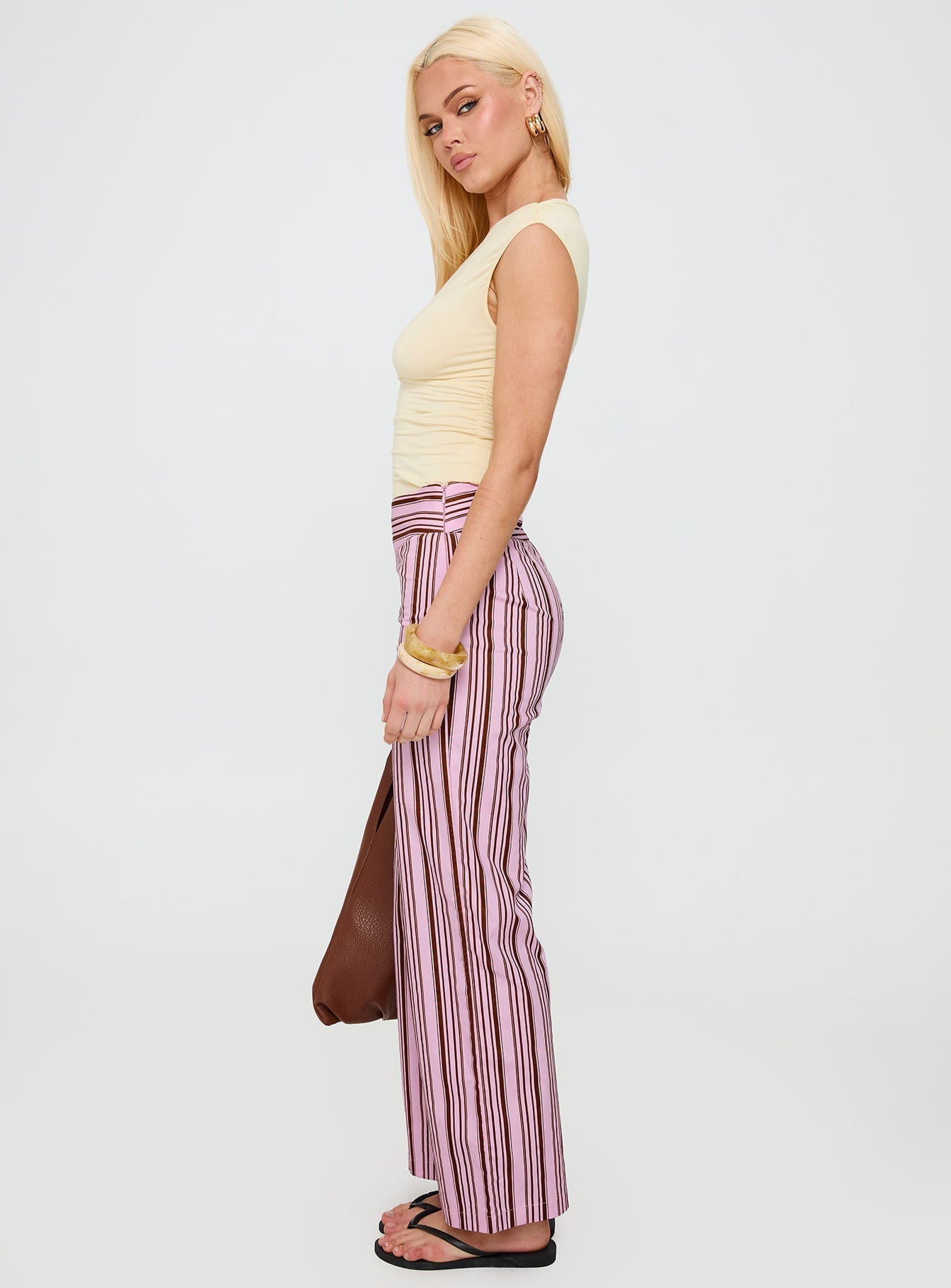 Women's Leocadie Pants Pink Stripe | Straight-leg stripe pants 3