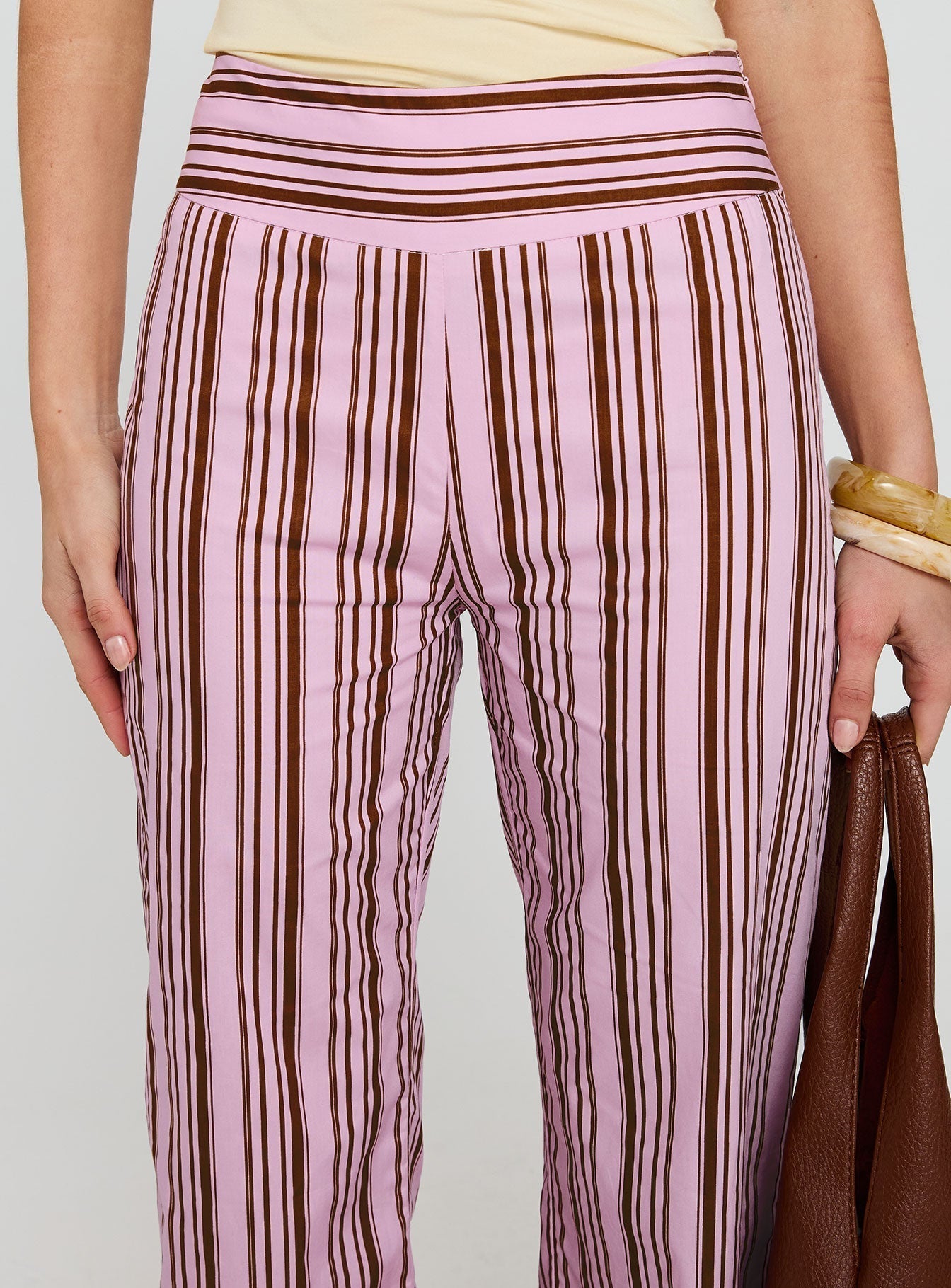 Women's Leocadie Pants Pink Stripe | Straight-leg stripe pants 5
