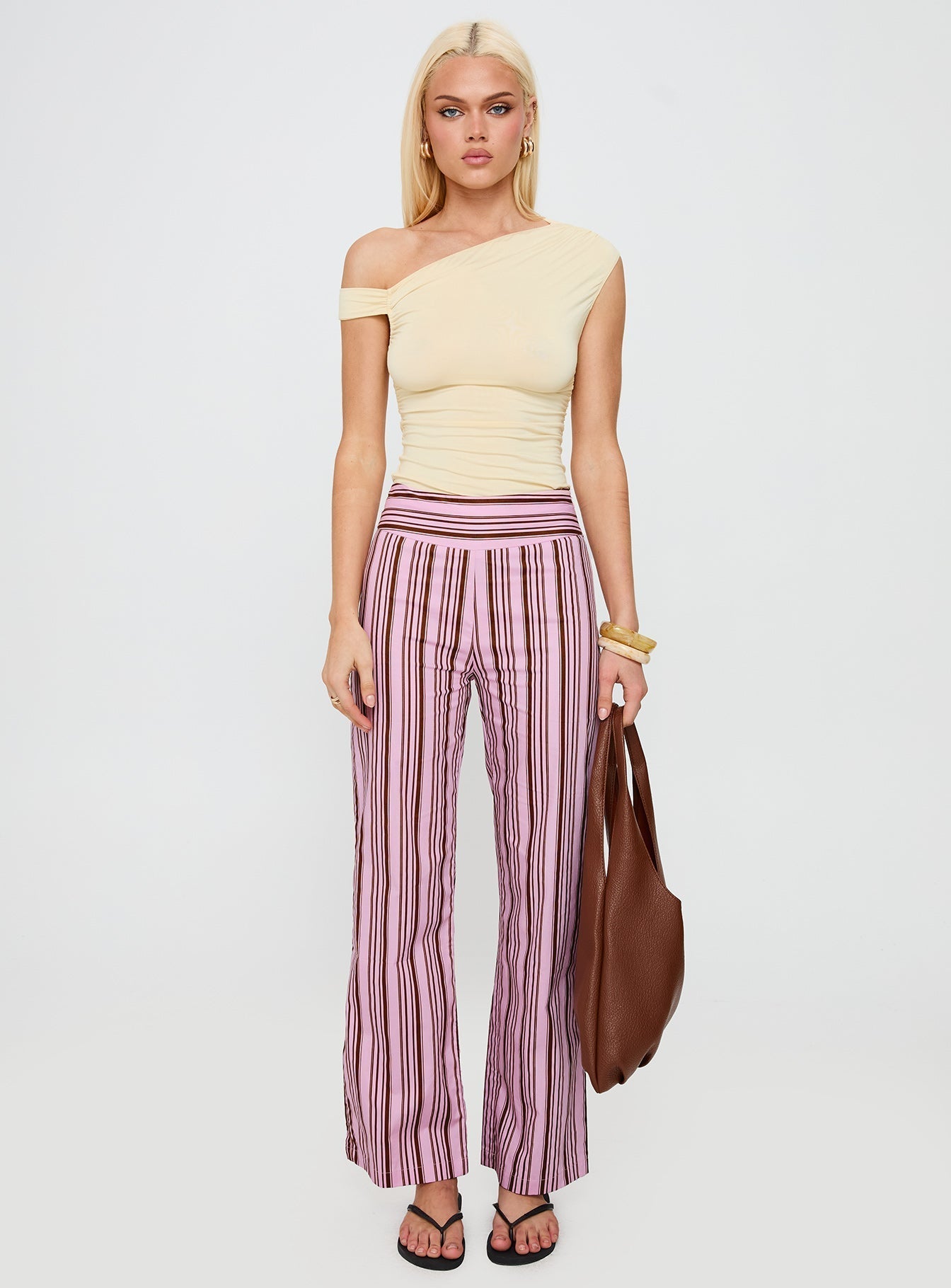 Women's Leocadie Pants Pink Stripe | Straight-leg stripe pants 6