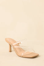 Women's Let Me Make It Clear Nude Clear Strap Heels | Heel Measures 2.75" in Height 1