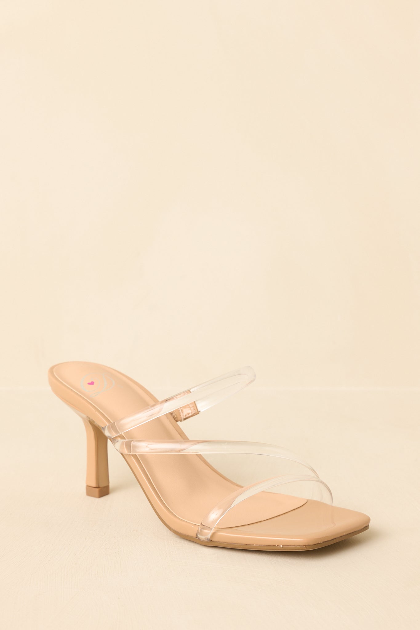 Women's Let Me Make It Clear Nude Clear Strap Heels | Heel Measures 2.75" in Height 1