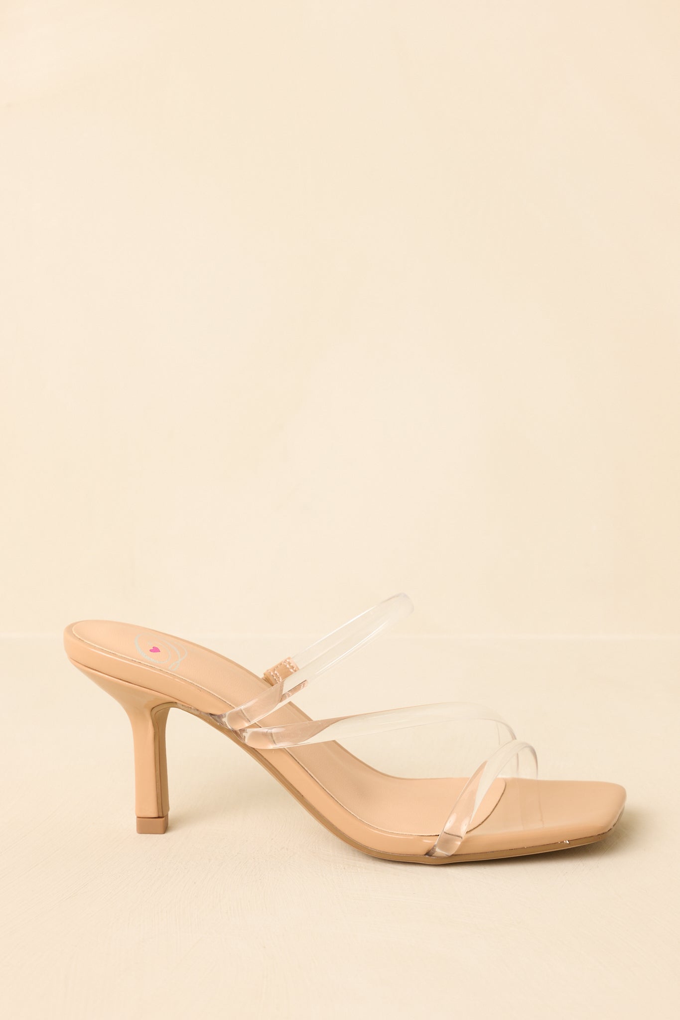 Women's Let Me Make It Clear Nude Clear Strap Heels | Heel Measures 2.75" in Height 3