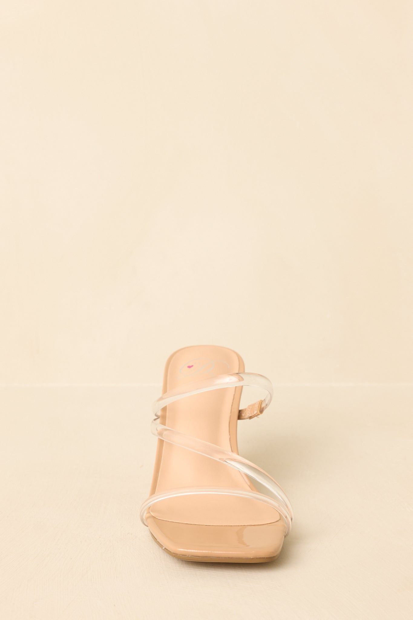 Women's Let Me Make It Clear Nude Clear Strap Heels | Heel Measures 2.75" in Height 4