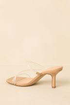 Women's Let Me Make It Clear Nude Clear Strap Heels | Heel Measures 2.75" in Height 5