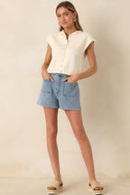 Women's Let's Do This Ivory Sleeveless Button Front Top | 60% Cotton & 40% Acrylic 3