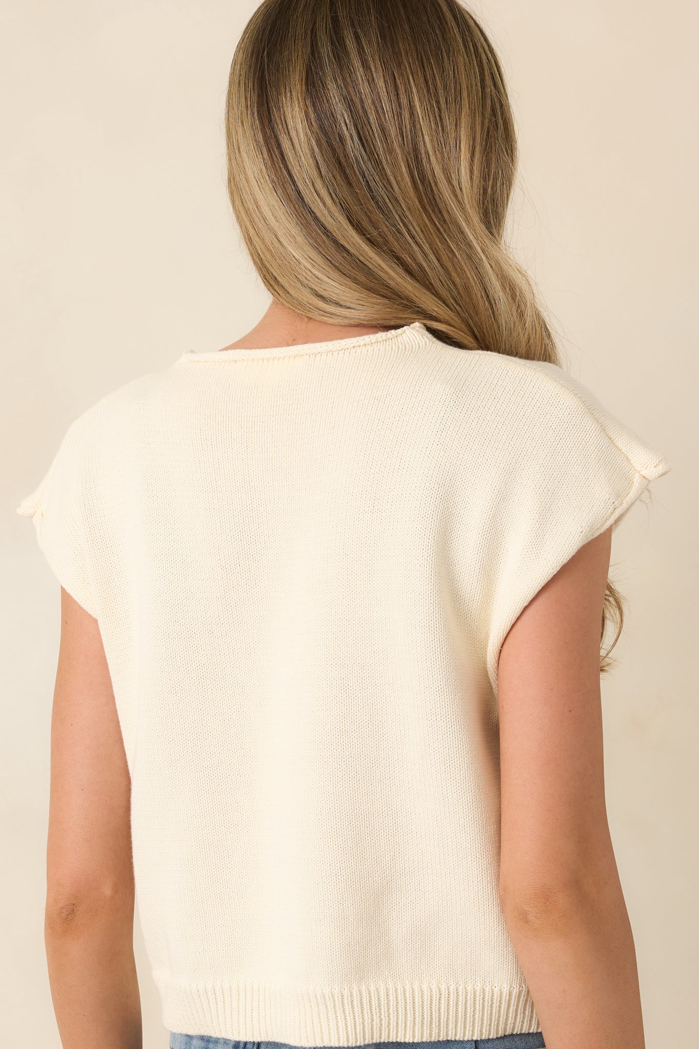Women's Let's Do This Ivory Sleeveless Button Front Top | 60% Cotton & 40% Acrylic 7