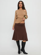 Women's Lewish Low Rise Midi Skirt Chocolate | Low-rise midi skirt 2