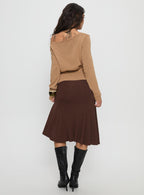 Women's Lewish Low Rise Midi Skirt Chocolate | Low-rise midi skirt 4