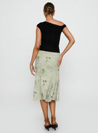 Women's Lewish Low Rise Midi Skirt Green Floral | Floral low-rise midi skirt 4