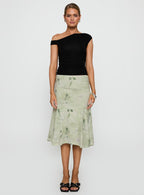 Women's Lewish Low Rise Midi Skirt Green Floral | Floral low-rise midi skirt 5